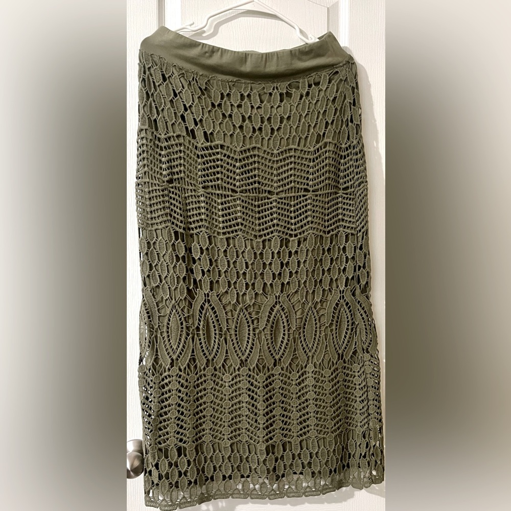 Chico’s olive green boho maxi skirt